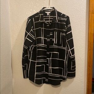 Nine West Black and White Patterned Shirt